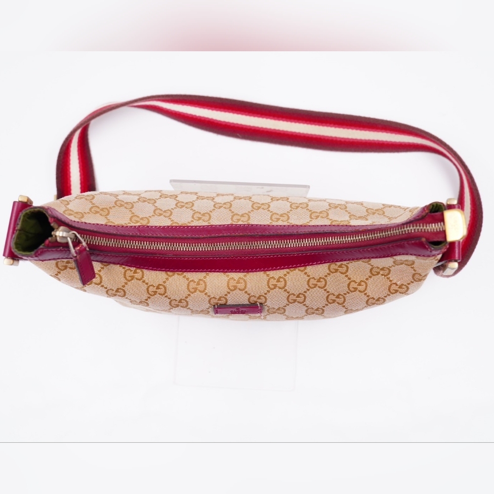 (MT388) GUCCI Monogram Web Halfmoon Crossbody Bag - Picture 3 of 16